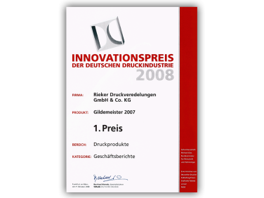 Innovationspreis der deutschen Druckindustrie für RIEKER