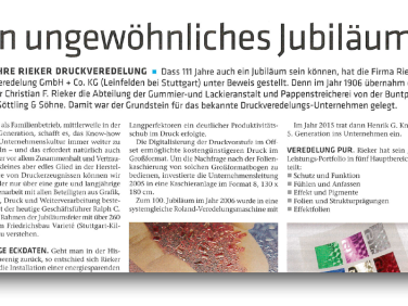 Artikel im Deutschen Drucker zum Jubiläum