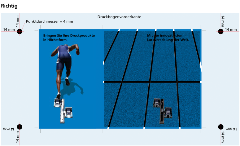 Passmarken UV-Lack, richtig platziert